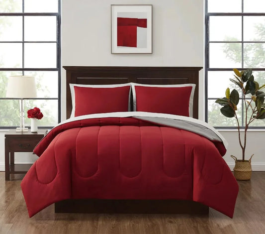 7-Piece Red Solid Bed in a Bag, Queen