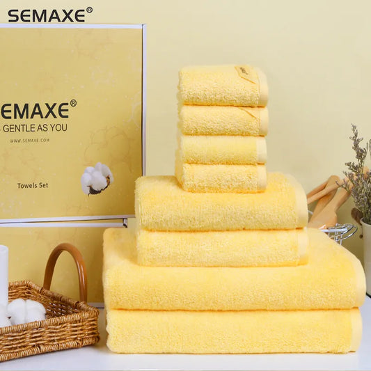 SEMAXE Luxury Bath Towel Set,2 Large Bath Towels,2 Hand Towels,4 Washcloths. Cotton Highly Absorbent Bathroom Towels (Pack of 8)