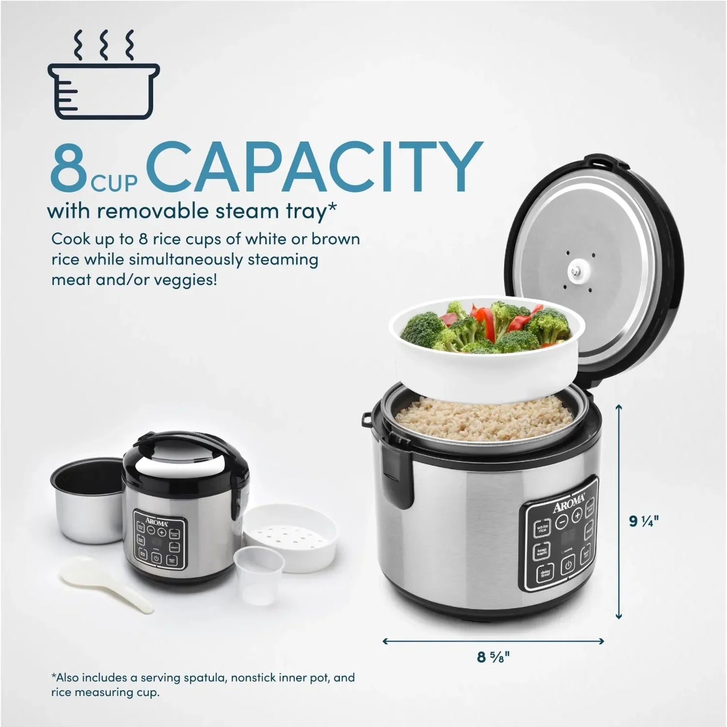 Rice Cooker, Steamer, New Bonded Granited Coating 8-Cup (Cooked)