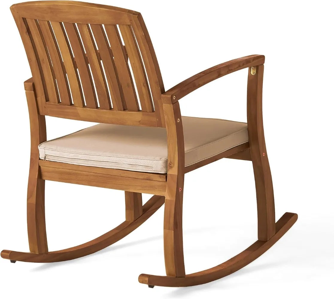 Selma Acacia Rocking Chairs with Cushions, 2-Pcs Set, Teak Finish ACACIA WOOD